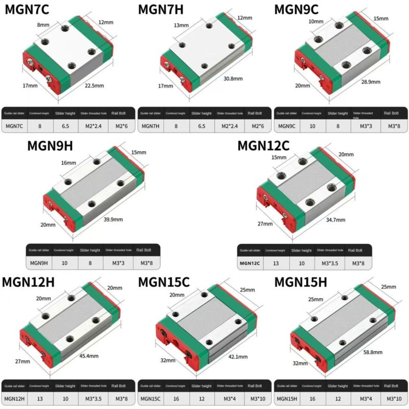 Linear Rail Mgn12H Set - 2 uds MGN12H MGN12C MGN7H MGN7C