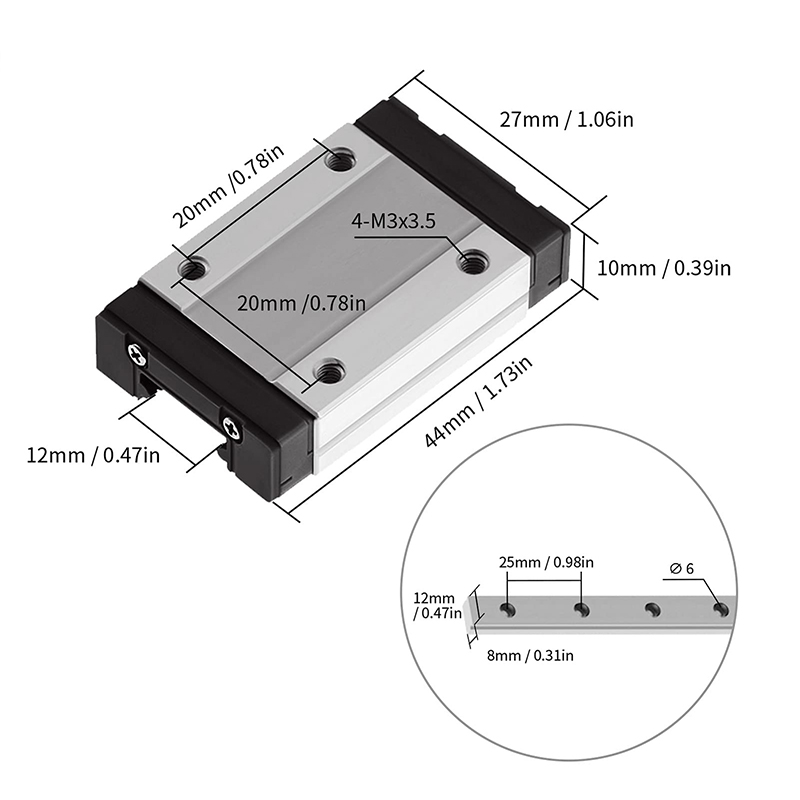 MGN7 MGN12 MGN15 MGN9 L de 100 - Linear Rail Mgn12H Set reseña y precio