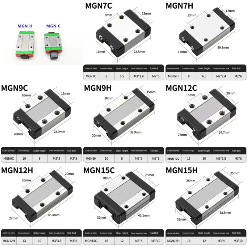 2 uds MGN12H MGN12C MGN7H MGN7 - Linear Rail Mgn12H Set reseña y precio